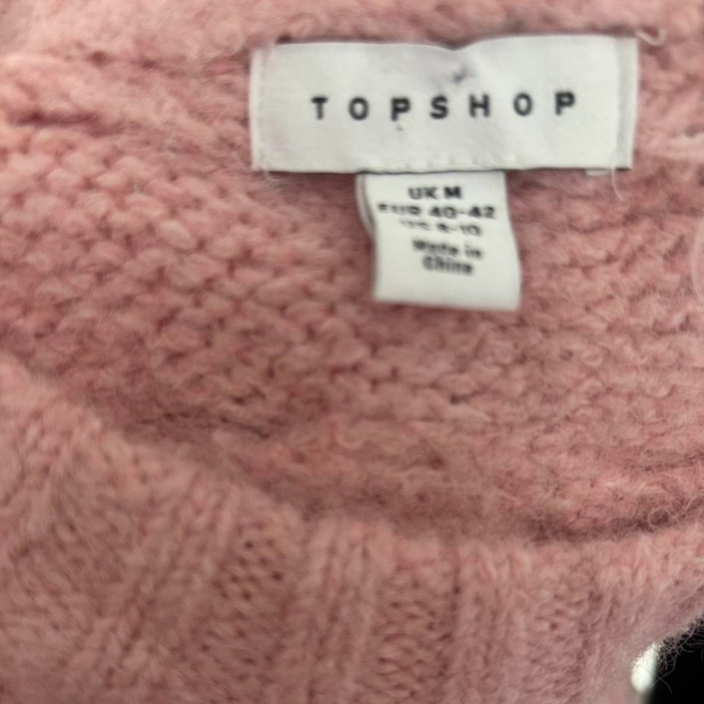 Topshop Blush Pink Fuzzy Knit Sweater Bell Sleeve Size 4 (UK 8) - Picture 4 of 4
